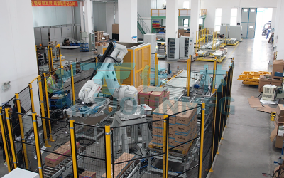 印尼P&G全自動(dòng)柔性碼垛裹膜包裝線